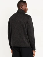 Sherpa-Lined Sweater Fleece Zip Jacket