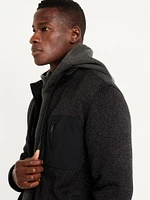 Sherpa-Lined Sweater Fleece Zip Jacket