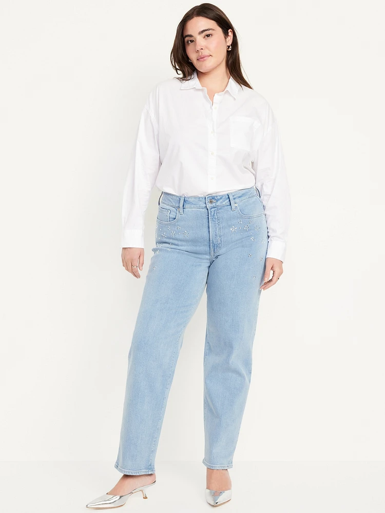 High-Waisted OG Loose Rhinestone-Embellished Jeans