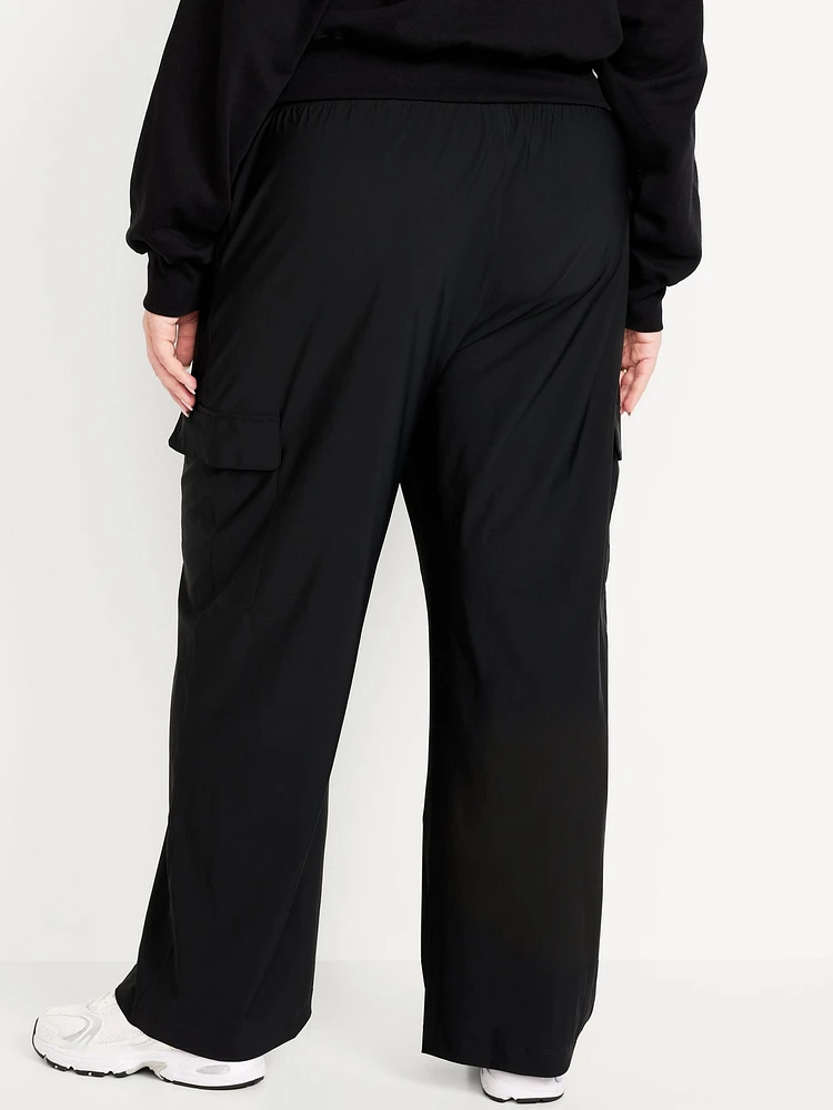 High-Waisted SleekTech Wide-Leg Cargo Pants