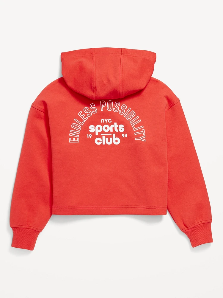 Dynamic Fleece Cropped Graphic Hoodie for Girls