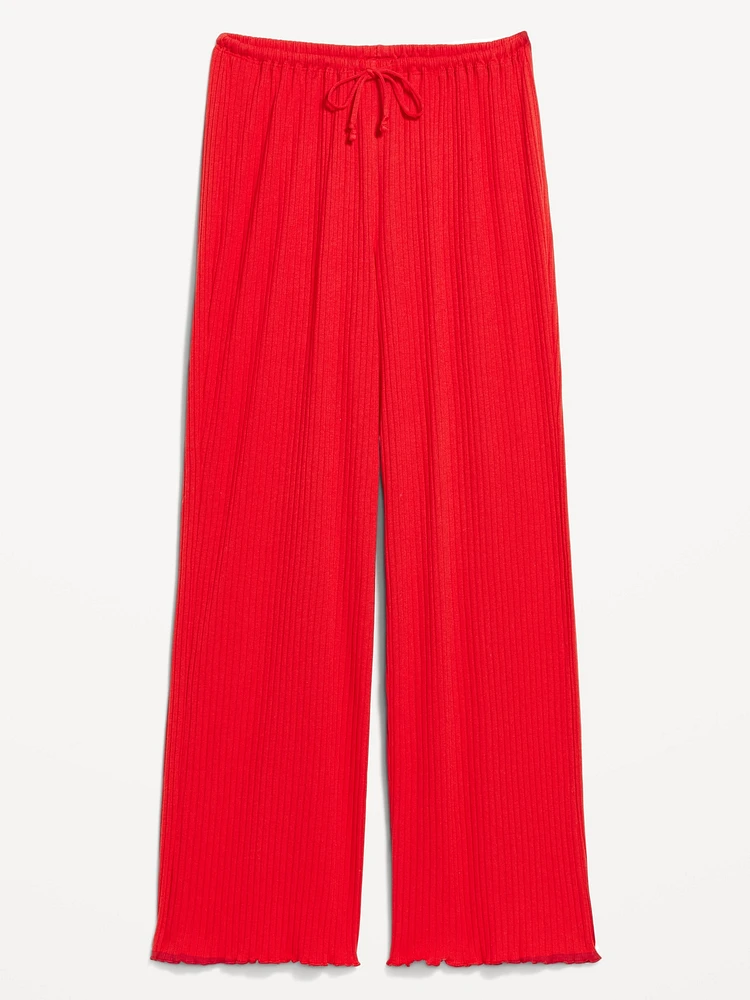 High-Waisted Ribbed Pajama Pants