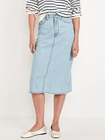 High-Waisted Wow Jean Midi Skirt