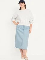 High-Waisted Wow Jean Midi Skirt