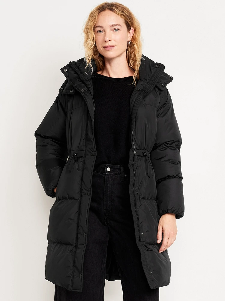 Water-Resistant Quilted Long Puffer Jacket