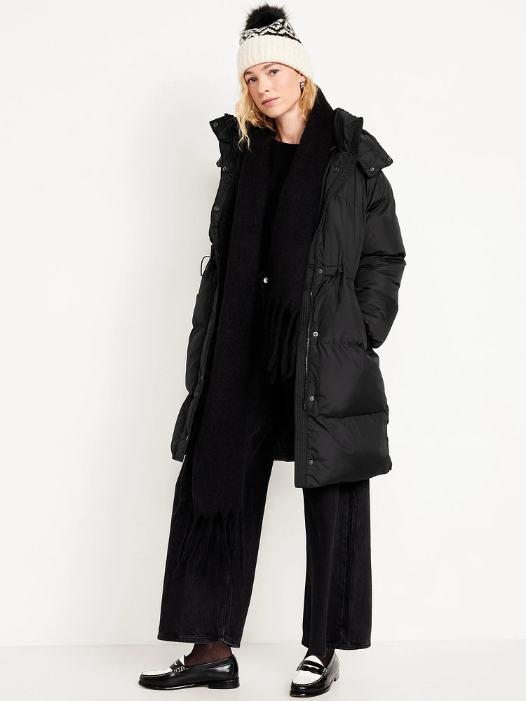 Water-Resistant Quilted Long Puffer Jacket