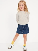 Button-Front Heart-Pocket Skirt for Toddler Girls