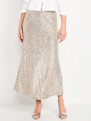 High-Waisted Sequin Maxi Skirt