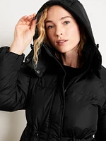 Water-Resistant Quilted Long Puffer Jacket