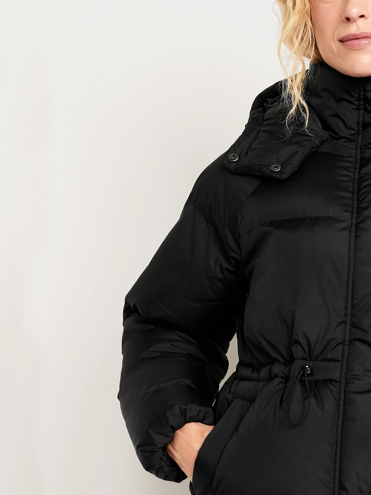 Water-Resistant Quilted Long Puffer Jacket