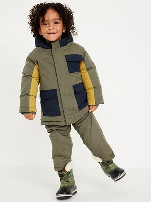 Water-Resistant Color-Block Snow Jacket for Toddler Boys