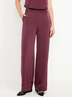 High-Waisted Satin Super Wide-Leg Pants