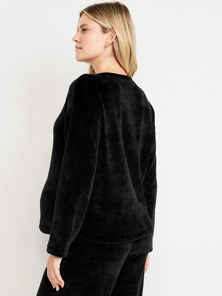 Maternity Cozy Chenille Button-Down Top