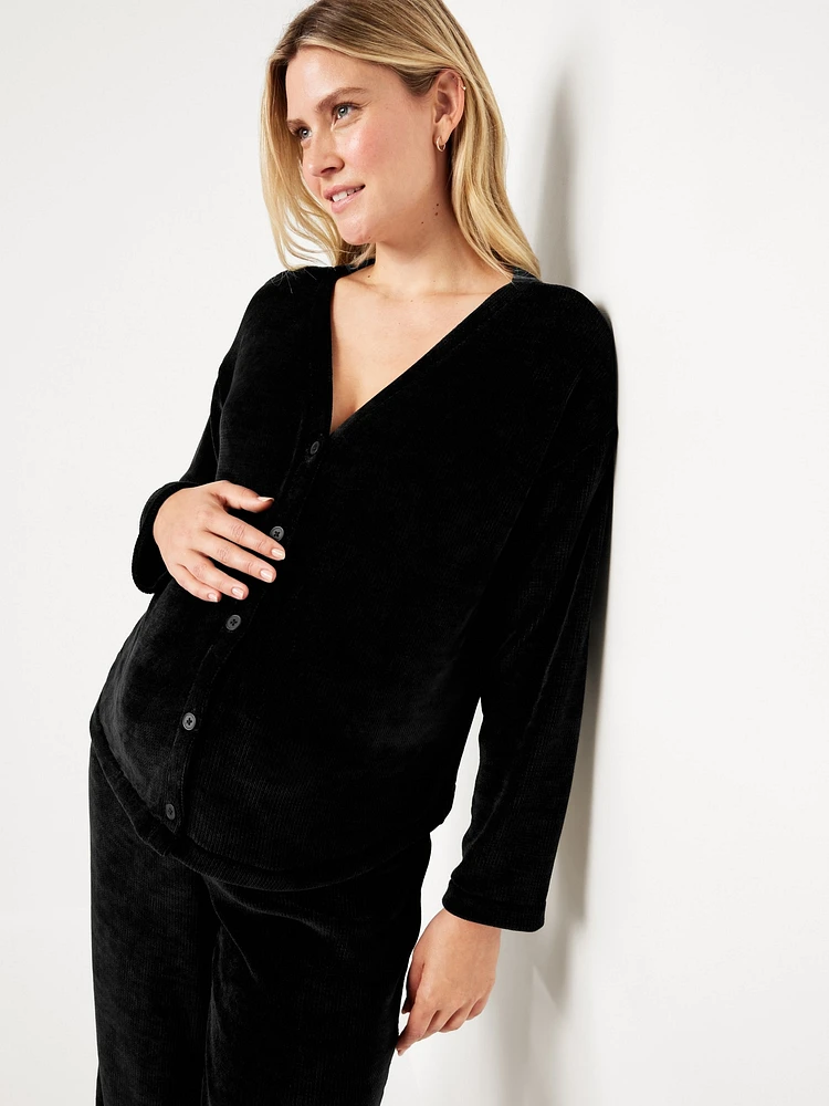 Maternity Cozy Chenille Button-Down Top