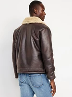 Faux-Leather Aviator Jacket