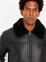 Faux-Leather Aviator Jacket