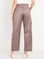 Extra-High Waisted Satin Cargo Barrel Wide-Leg Pants