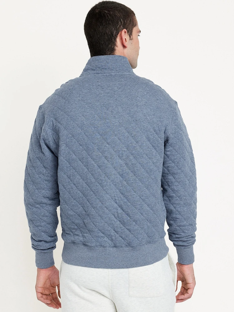 Quarter-Snap Quilted Fleece Sweatshirt