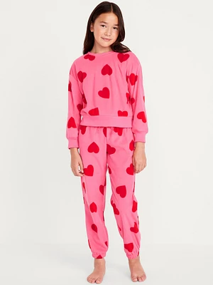 Printed Microfleece Pajama Joggers Set for Girls