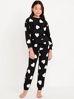 Printed Microfleece Pajama Joggers Set for Girls