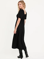 Button-Down Crepe Midi Dress