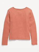 Fitted Long-Sleeve Lace-Up Top for Girls