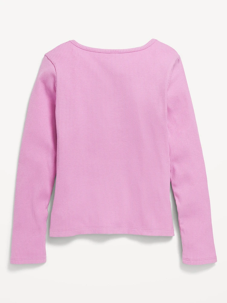 Fitted Long-Sleeve Lace-Up Top for Girls