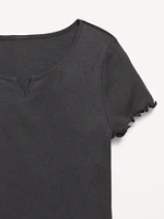 Short-Sleeve Lettuce-Edge T-Shirt for Girls