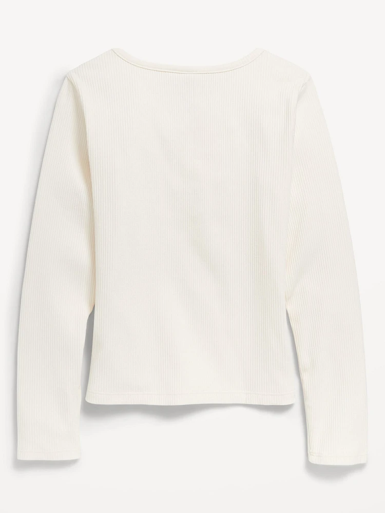 Fitted Long-Sleeve Lace-Up Top for Girls