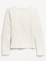 Fitted Long-Sleeve Lace-Up Top for Girls