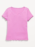 Short-Sleeve Lettuce-Edge T-Shirt for Girls