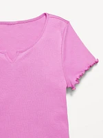 Short-Sleeve Lettuce-Edge T-Shirt for Girls