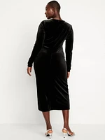 Ruched Velvet Midi Dress