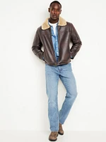 Faux-Leather Aviator Jacket