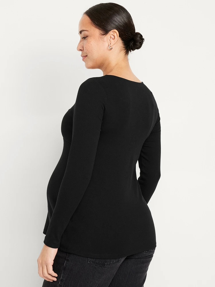 Maternity Twist-Front Ribbed Top