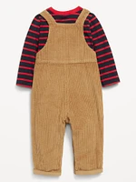 Long-Sleeve T-Shirt and Corduroy Overalls Set for Baby