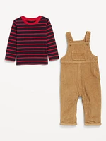 Long-Sleeve T-Shirt and Corduroy Overalls Set for Baby