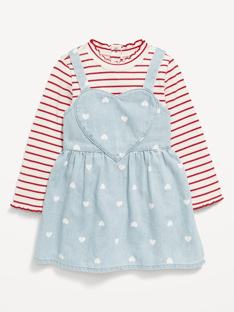 Printed Mock-Neck and Dress Set for Baby