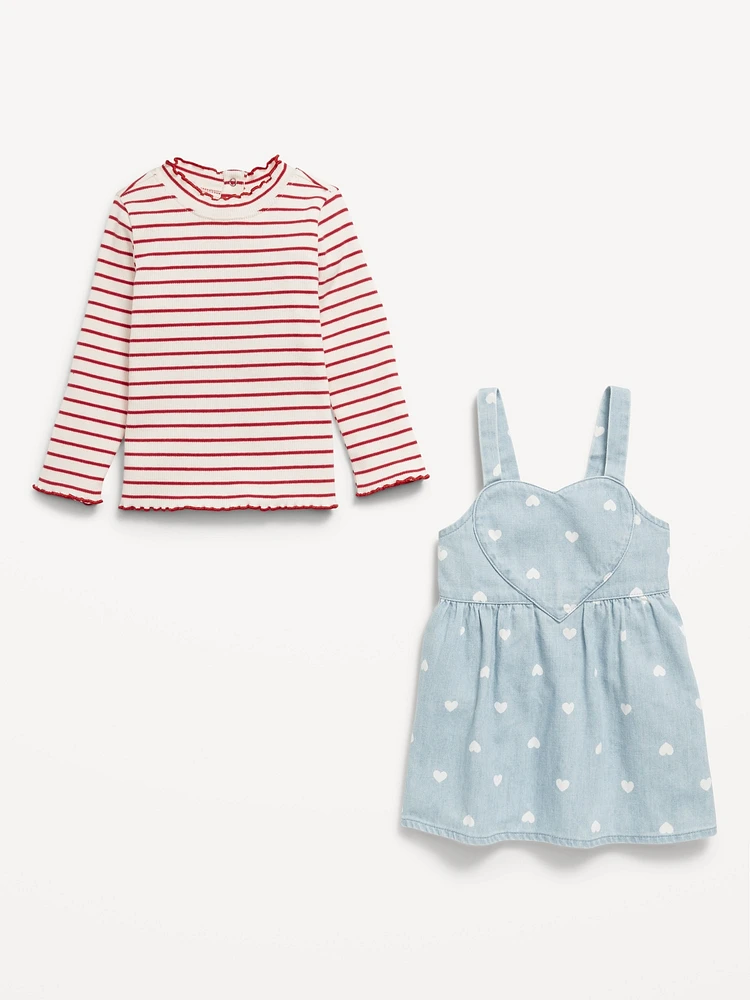 Printed Mock-Neck and Dress Set for Baby