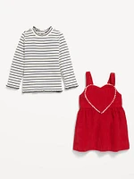 Printed Mock-Neck and Dress Set for Baby