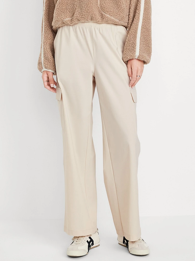 High-Waisted SleekTech Wide-Leg Cargo Pants