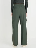 High-Waisted SleekTech Wide-Leg Cargo Pants