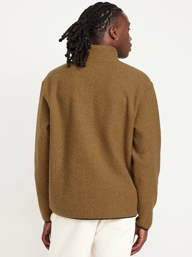 Bouclé Sherpa Quarter-Snap Pullover