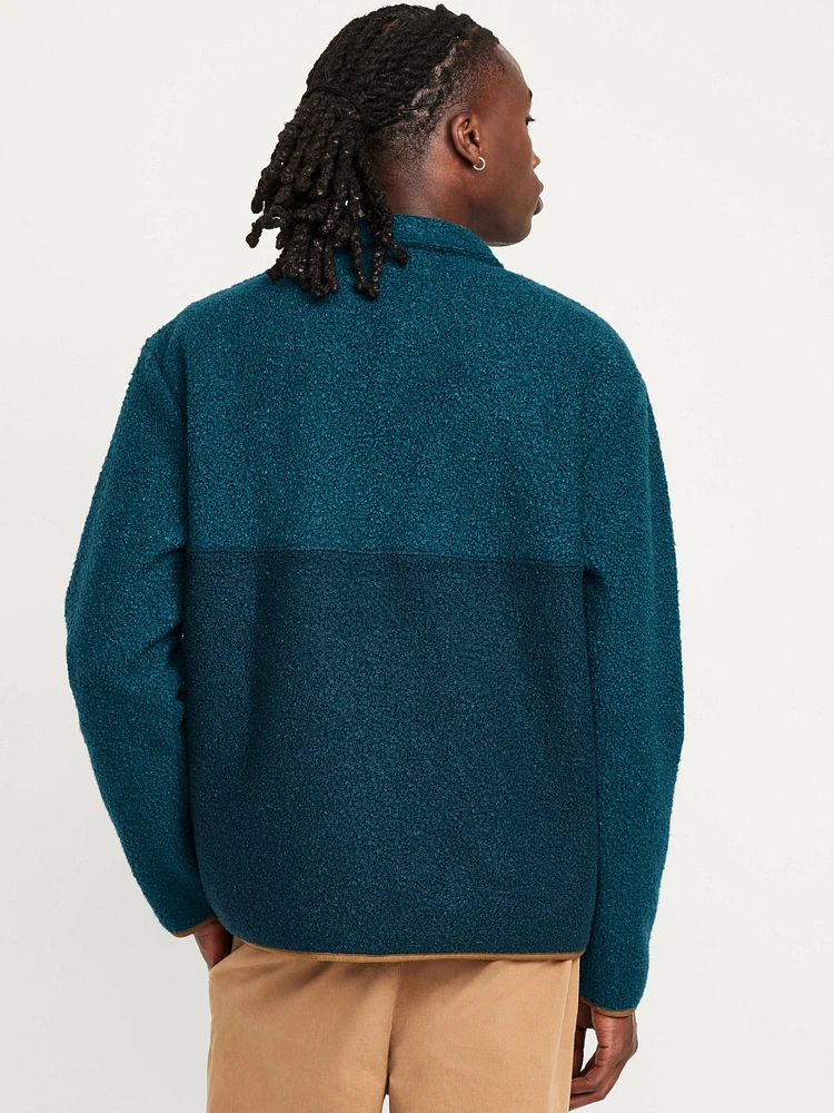 Bouclé Sherpa Quarter-Snap Pullover