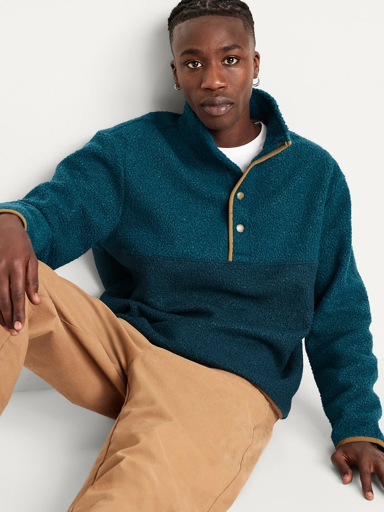 Bouclé Sherpa Quarter-Snap Pullover