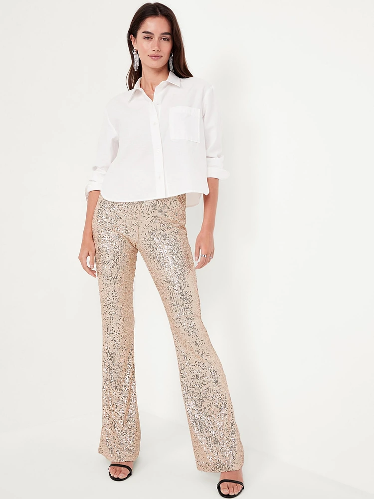 High-Waisted Sequin Flare Pants