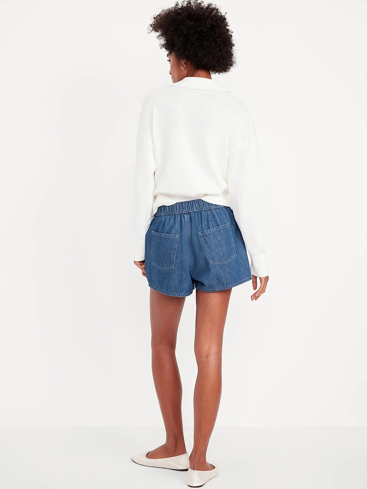 High-Waisted Baggy Jean Shorts