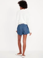 High-Waisted Baggy Jean Shorts