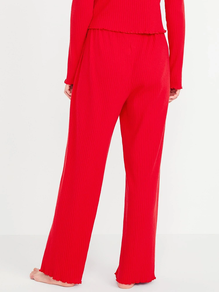 High-Waisted Ribbed Pajama Pants