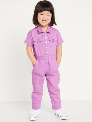 Short-Sleeve Utility Pocket Jumpsuit for Toddler Girls